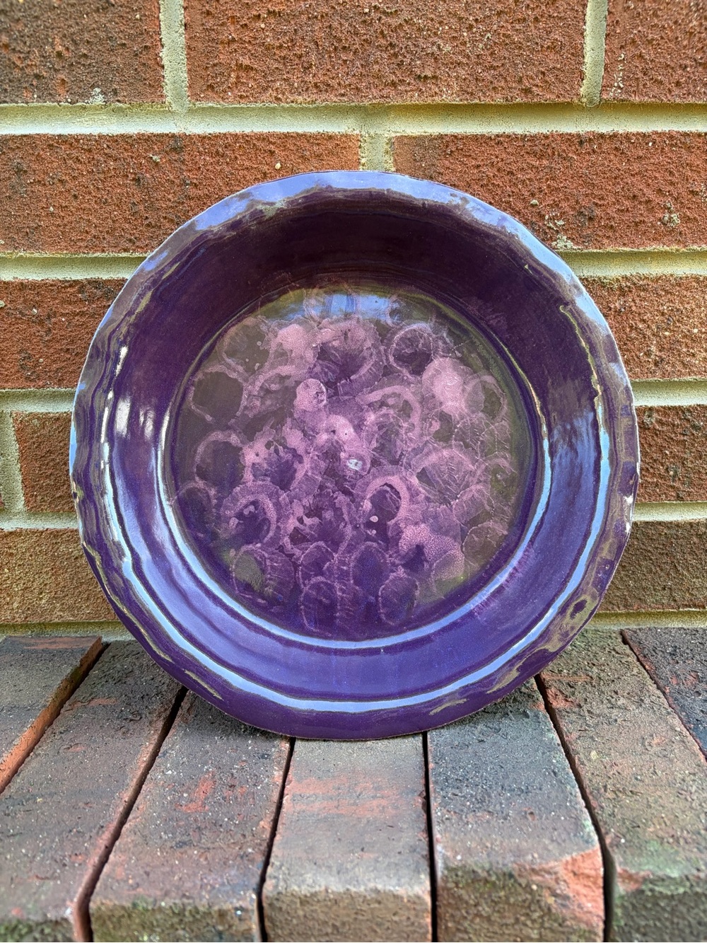 Hand Crafted Purple Ceramic Decorative Pie Pan